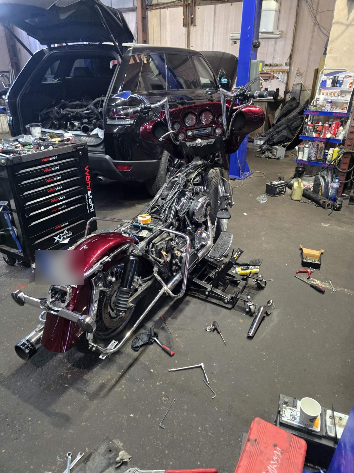 Harley-Davidson bagger при основен ремонт в сервиза